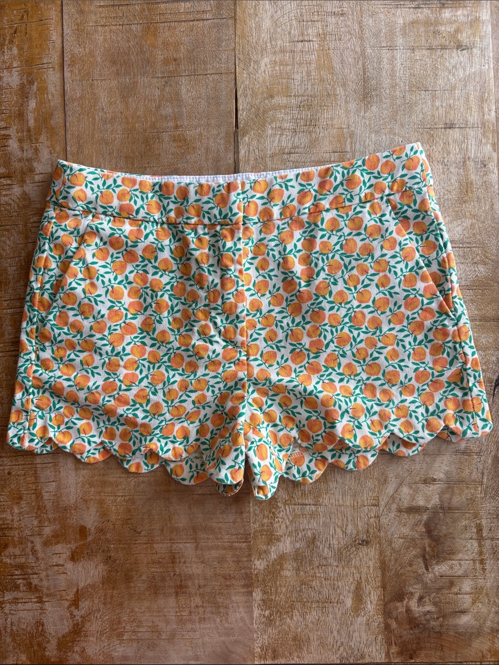Crewcuts Girls Peach Print Scalloped Hem Shorts size 8